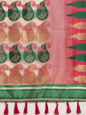 Silk Land  Pink  Woven Design Pure Cotton Saree  5