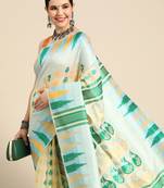 Silk Land  Blue  Woven Design Pure Cotton Saree 
