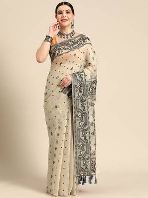 Silk Land  Black  Woven Design Pure Cotton Saree  2