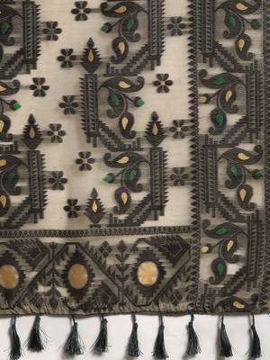 Silk Land  Black  Woven Design Pure Cotton Saree  5