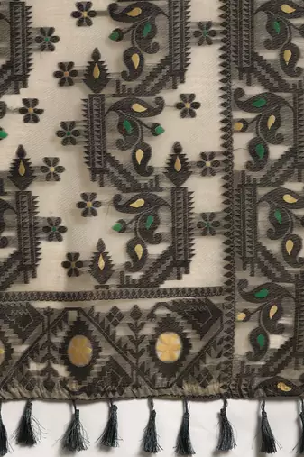 Silk Land  Black  Woven Design Pure Cotton Saree 