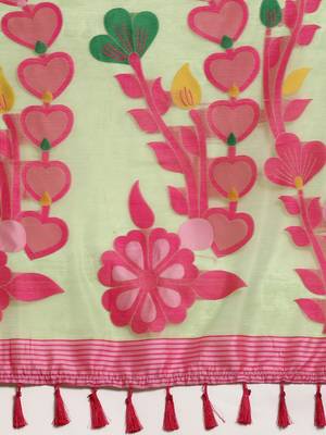 Silk Land  Green  Woven Design Pure Cotton Saree  5