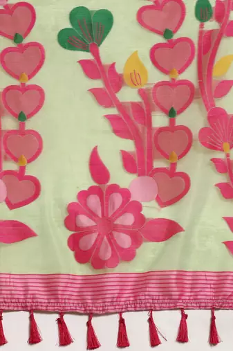 Silk Land  Green  Woven Design Pure Cotton Saree 
