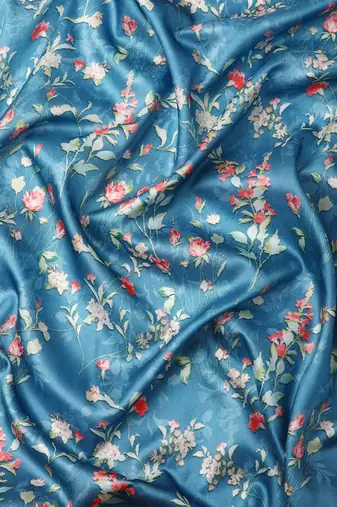 Silk Land  Turquoise Blue  Digital Print Art Silk Saree 