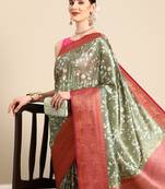 Silk Land  Mahendi  Digital Print Art Silk Saree 