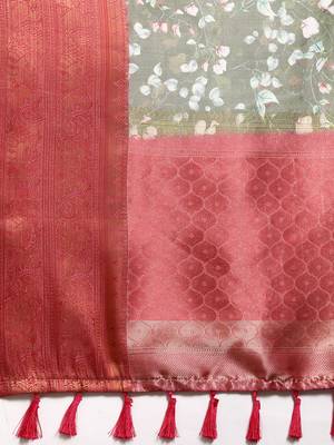 Silk Land  Mahendi  Digital Print Art Silk Saree  5