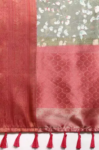 Silk Land  Mahendi  Digital Print Art Silk Saree 