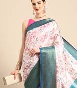 Silk Land  Light Pink  Digital Print Art Silk Saree 