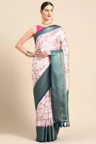 Silk Land  Light Pink  Digital Print Art Silk Saree 