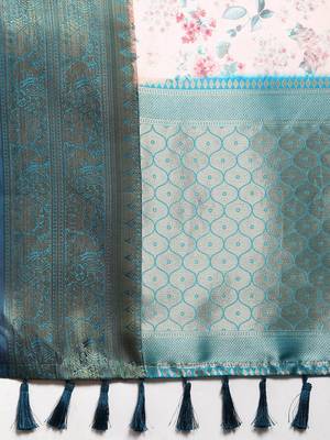 Silk Land  Light Pink  Digital Print Art Silk Saree  5