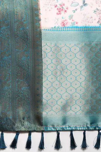 Silk Land  Light Pink  Digital Print Art Silk Saree 