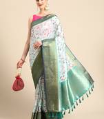 Silk Land  Sea Green  Digital Print Art Silk Saree 