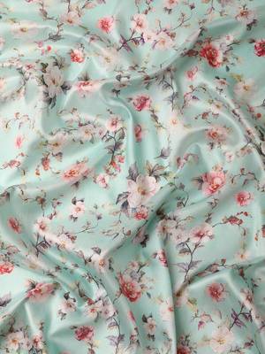 Silk Land  Sea Green  Digital Print Art Silk Saree  3