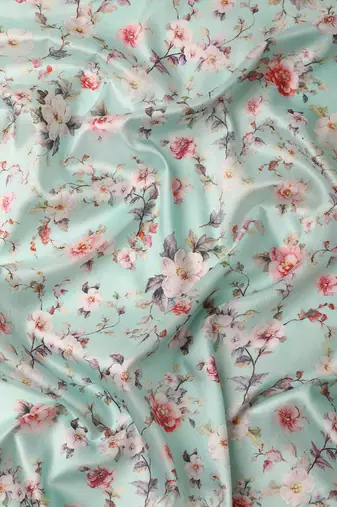 Silk Land  Sea Green  Digital Print Art Silk Saree 