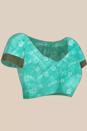 Silk Land  Sea Green  Digital Print Art Silk Saree 