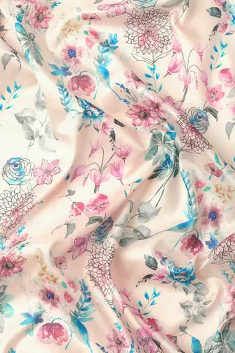 Silk Land  Off White  Digital Print Art Silk Saree 