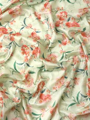 Silk Land  Parrot Green  Digital Print Art Silk Saree  3