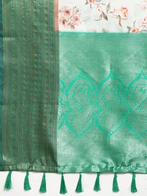Silk Land  Grey  Digital Print Art Silk Saree  5