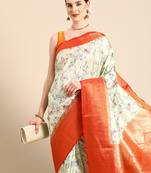 Silk Land  Lime Green  Digital Print Art Silk Saree 