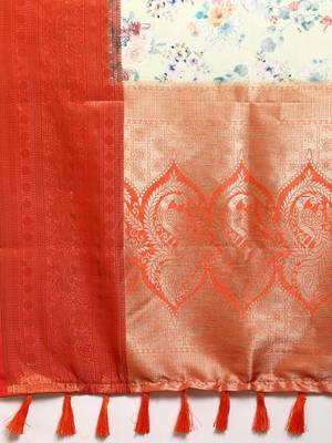 Silk Land  Lime Green  Digital Print Art Silk Saree  5