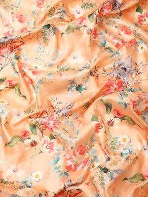 Silk Land  Peach  Digital Print Art Silk Saree  3