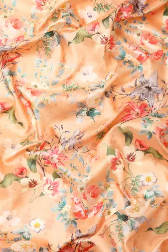 Silk Land  Peach  Digital Print Art Silk Saree 
