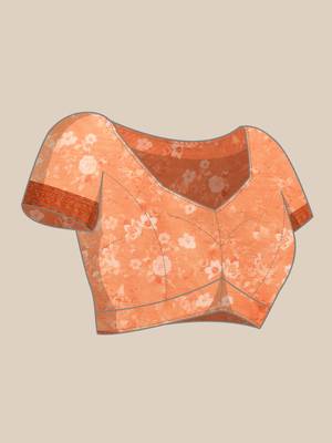 Silk Land  Peach  Digital Print Art Silk Saree  4