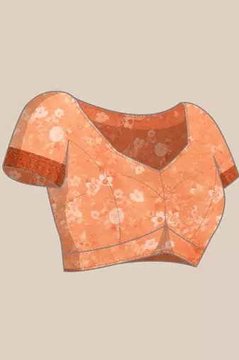 Silk Land  Peach  Digital Print Art Silk Saree 
