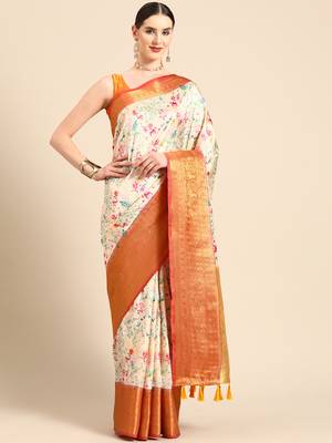 Silk Land  Multicolored  Digital Print Art Silk Saree  1