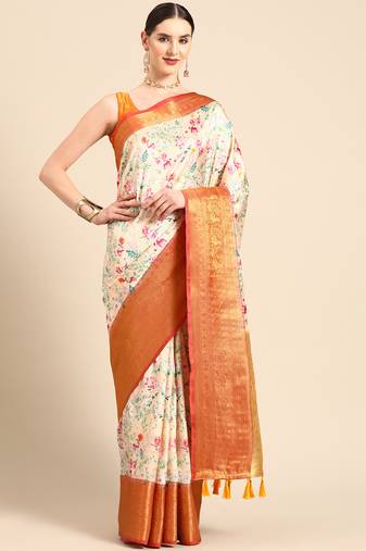 Silk Land  Multicolored  Digital Print Art Silk Saree 