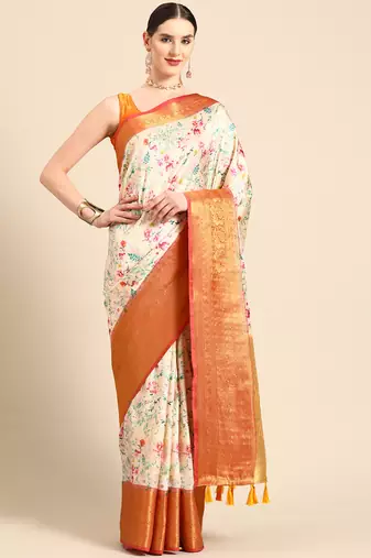 Silk Land  Multicolored  Digital Print Art Silk Saree 