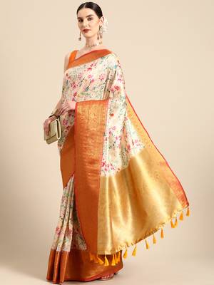 Silk Land  Multicolored  Digital Print Art Silk Saree  2