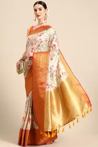 Silk Land  Multicolored  Digital Print Art Silk Saree 