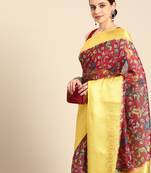 Silk Land  Maroon  Digital Print Art Silk Saree 
