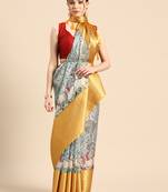 Silk Land  Grey  Digital Print Art Silk Saree 