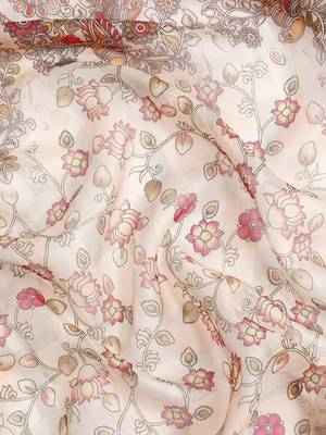 Silk Land  Beige  Digital Print Art Silk Saree  3
