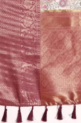 Silk Land  Beige  Digital Print Art Silk Saree 