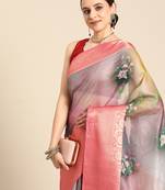 Silk Land  Multicolored  Digital Print Art Silk Saree 