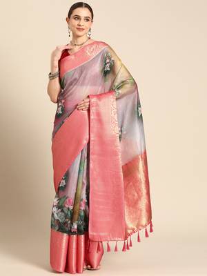 Silk Land  Multicolored  Digital Print Art Silk Saree  2