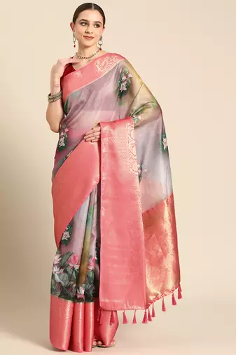 Silk Land  Multicolored  Digital Print Art Silk Saree 