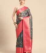 Silk Land  Grey  Digital Print Art Silk Saree 