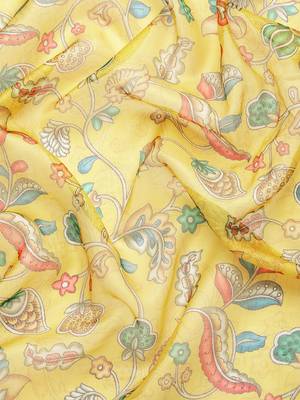 Silk Land  Yellow  Digital Print Art Silk Saree  3