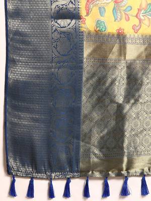 Silk Land  Yellow  Digital Print Art Silk Saree  5