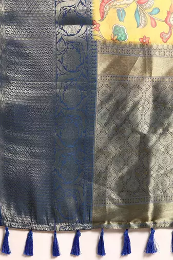 Silk Land  Yellow  Digital Print Art Silk Saree 