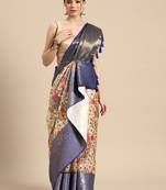Silk Land  Beige  Digital Print Art Silk Saree 
