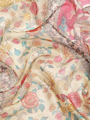 Silk Land  Beige  Digital Print Art Silk Saree  3