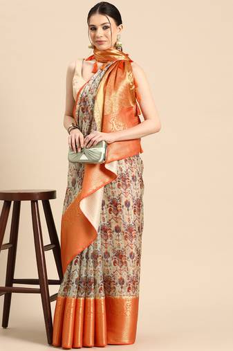Silk Land  Multicolored  Digital Print Art Silk Saree 