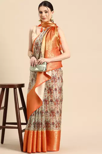 Silk Land  Multicolored  Digital Print Art Silk Saree 