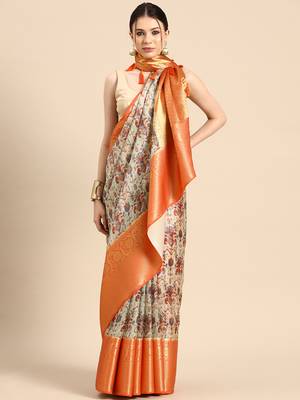 Silk Land  Multicolored  Digital Print Art Silk Saree  2
