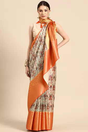 Silk Land  Multicolored  Digital Print Art Silk Saree 
